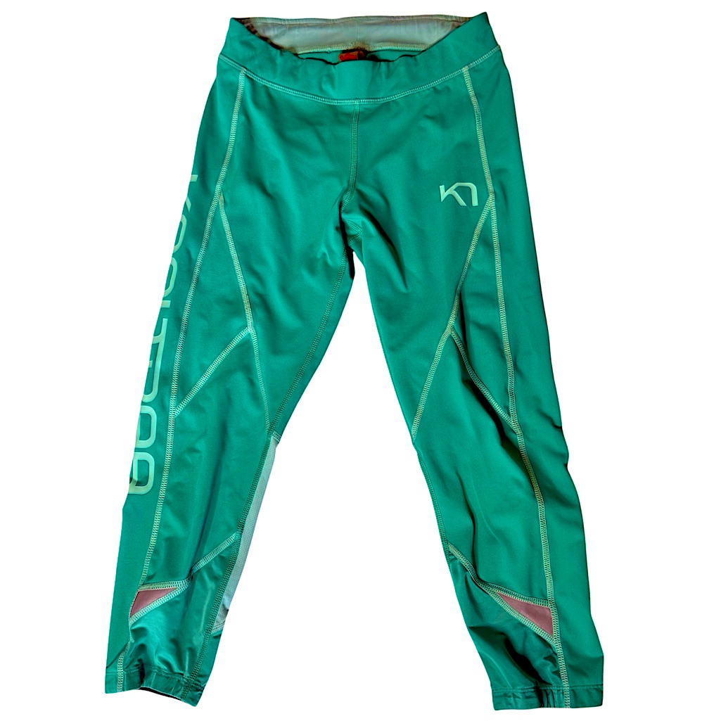 Kari Traa Louise Tights Leggings 3/4 Length Capri Green Sport Yoga Running Small